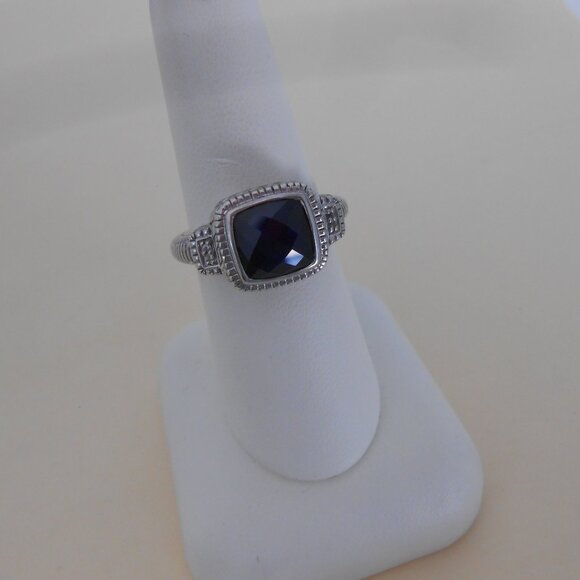 Judith Ripka Sterling Silver Blue Stone Ring Size 7 - Picture 15 of 16